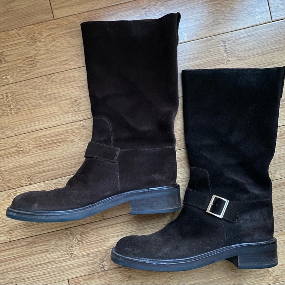 Gucci espresso suede moto boots